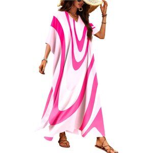 Boho Kaftan Dress Long Swimsuit Coverup Lightweight Loungewear Plus Size